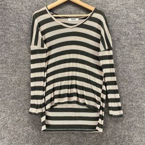 Mod Sweater Pullover Women S Small Black Striped Knit V-Neck Long Sleeve Casual